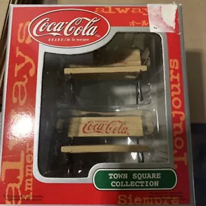 collectible coca cola town square accessories natural benches new - Picture 1 of 3