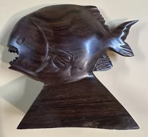 Seltene handgeschnitzte Vintage Holz Piranha - Bild 1 von 7