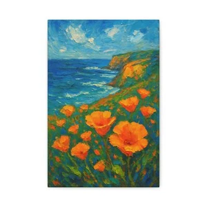 Whispers of the Coastal Bloom Print California’s golden bluffs Wall Art - Picture 1 of 21
