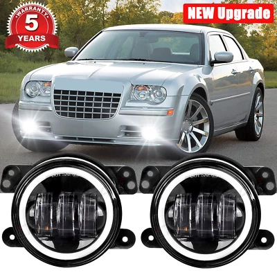 Par de luces antiniebla LED de parachoques redondas de 4" pulgadas para Chrysler 300 2005 2006 2007-2010 Foto 1 de 4