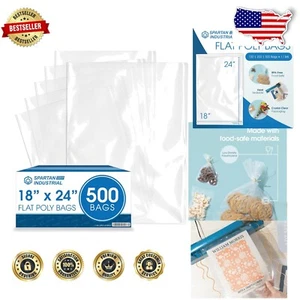 Versatile 500 Count 1 Mil Clear Poly Bags - Ideal for Clothing, Dough & More - Picture 1 of 9