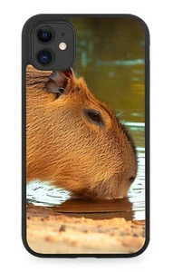 Capybara Drinking Rubber Phone Case Capybaras Face Photo Picture Rodent DJ62 - Picture 1 of 2
