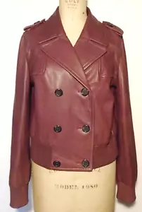 Damen J CREW braune LEDERJACKE zweireihig Schulterklappen gekerbter KRAGEN 12 - Bild 1 von 9