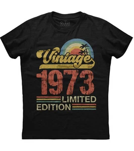 Birthday Gift Classic Old Vintage 1973 Limited Edition Rainbow Palm Tree T-shirt - Picture 1 of 1