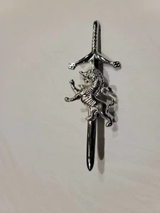 Men Scottish Kilt Pin Lion Rampant Chrome Finish 4"/Highland Kilt Pins - Picture 1 of 6
