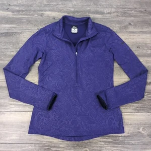 Nike Pro Sweatshirt Womens M Medium Purple Dri Fit Embossed Heights Half Zip - Picture 1 of 15