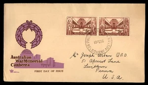 MayfairStamps Australia FDC 1958 War Memorial Canberra Pair First Day Cover aas_ - Picture 1 of 2