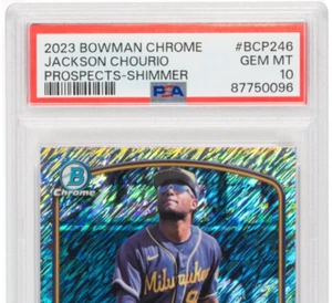 2023 Bowman Chrome Jackson Chourio Prospects Rookie Shimmer PSA 10 Gem Mint - Picture 1 of 3