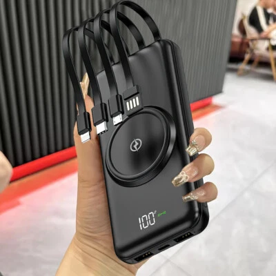 Wireless Charging Power Bank 30000mAh 4 USB Portable Fast Charger for Cell Phone - Image 1 of 4