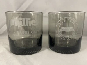 2 Rare 1973 Phillies Old Timers Game President All Star Team MLB Rocks Glasses - Picture 1 of 10