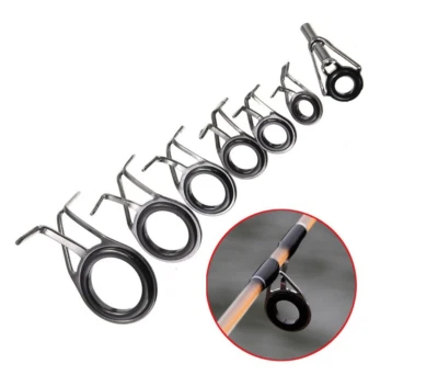 7 Pcs Mixed Size Fishing Rod Top Rings Repair Kit – Line Guides Eyes | UK Stock - Image 1 of 4