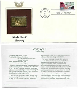 World War II--Rationing--1st day issue-Golden Replica - Picture 1 of 1