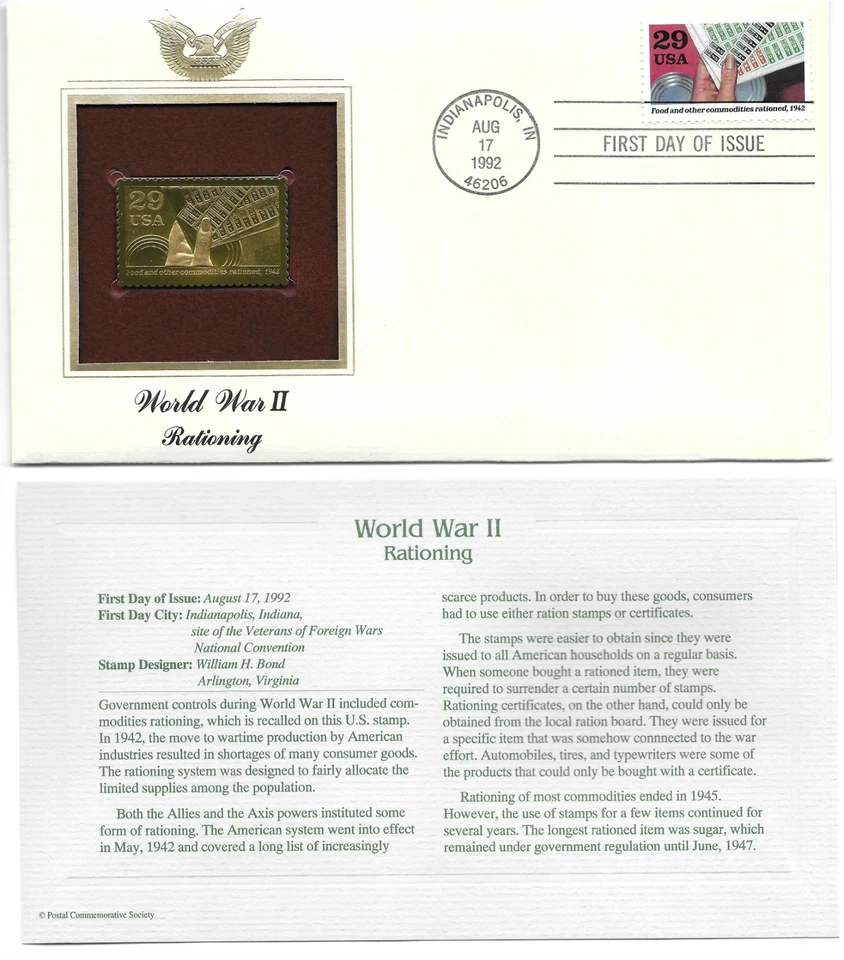 World War II--Rationing--1st day issue-Golden Replica - Image 1 of 1