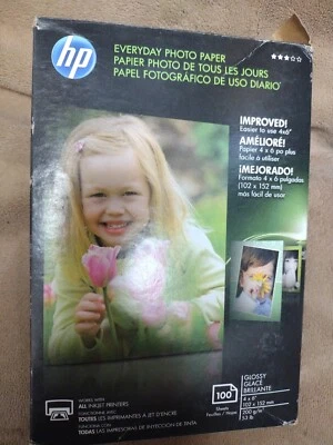 HP Everyday Photo Paper 100 Sheets 4x6 Glossy Sealed Paper Box Opened See Photos - Image 1 of 4