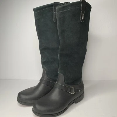 Botas negras ecuestres de gamuza de goma forradas con cremallera cómodas CROCS para mujer talla 7M altas Foto 1 de 4