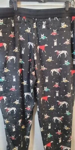 Mujer 3X Pantalones de Pijama Negro Perros Cachorro Bulldog Francés Estampado de Estrellas Terciopelo Suave - Imagen 1 de 7
