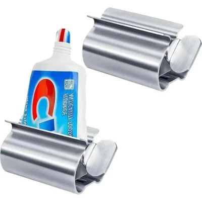 Toothpaste Tube Squeezer Stainless Steel Rolling Tube Dispenser Holder Silver - Image 1 of 4