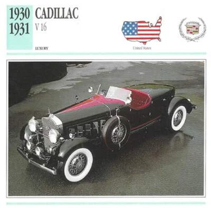 Edito Service photo card 1930-1931 CADILLAC V16 Caddy Spec Sheet car fact 1991 - Foto 1 di 2