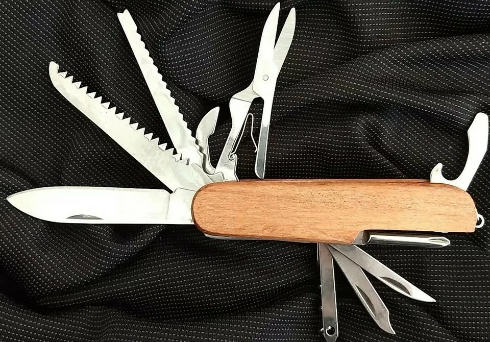 Cuchillo de Bolsillo Rite-Edge Madera Real Scout Suizo Camping Multi Herramienta-¡Envío el Mismo Día! Foto 1 de 4