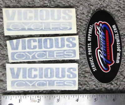 LOTE 4x VICIOUS CYCLES PEREWITZ MOTOCICLETAS LOGOTIPO ADESIVO DECALQUE PEQUENO - Imagem 1 de 2