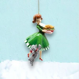Vintage Retro Girl with Dinner Ornament Christmas Decor *SHIPS WITHIN 10 DAYS* - Picture 1 of 1