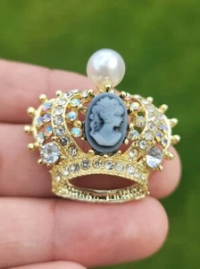 Broche Corona Jubilee Vintage Look Queen Broche Impresionante Enchapado en Oro Pin KK3 Nuevo - Imagen 1 de 16