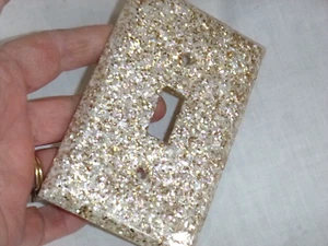 Vtg 50s 60s Lucite & Glitter Switch Plate Cover Iridescent Gold & Pink 3"x4.75" - Picture 1 of 5