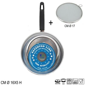 PADELLA IN ACCIAIO INOX DIAM. CM 16X5 H SUPERFICIE INTERNA A RILIEVO ANTIGRAFFIO - Foto 1 di 1