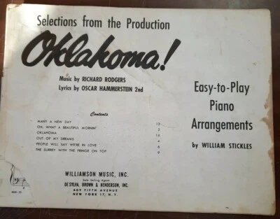 Oklahoma' Musical Showtunes Vocal Piano Sheet Music Rodgers  Hammerstein 1943 - Image 1 of 4