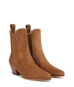 Veronica Beard Watkin tan Oiled Suede Ankle Boots Size 7.5 - Picture 1 of 9