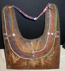 Vintage African Yoruba Hand Beaded Leather Pouch Bag Beautiful Art App. 14"x16" - Bild 1 von 3