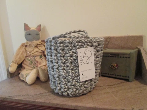 Project 62 Handcrafted 8" x 9" Coiled Rope Fishtail Weave Basket Cover