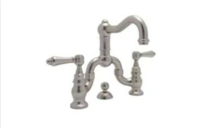 Juego central de baño de campo grifo Acqui con mango de palancas, níquel satinado en blanco Foto 1 de 2