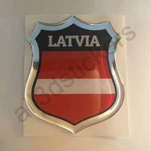 Aufkleber Lettland Kfz-Aufkleber Emblem Flagge 3D Fahne Harz Gewölbt - Picture 1 of 3