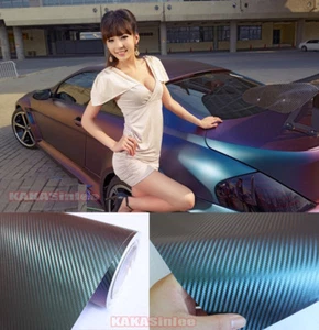 12" x 60" Cool Car Wrap 3D Chameleon Carbon Fiber Vinyl Sticker Green Purple HD - Picture 1 of 5