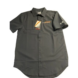 Under Armour Chevy Camaro Fifty Men Shirt Ripstop Loose Black Button Up Small S - Picture 1 of 6