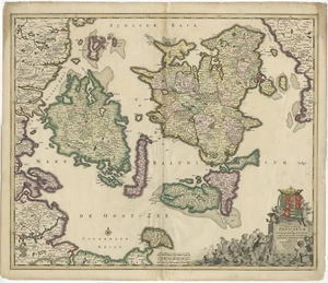 Antique Map of Denmark by De Wit (c.1680) - Imagen 1 de 1