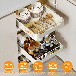 Pull Out Cabinet Organiser Pull Out Drawer Storage Shelves For Kitchen Bathroom - Picture 1 of 17