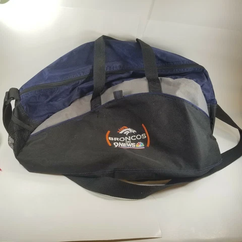 Denver Broncos Duffel Bag Training Tote Straps on 9 News NBC Cover