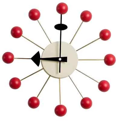 Vintage George Nelson Ball Clock Red Gold Mid Century Modern MCM Wall Clock Deco - Image 1 of 4