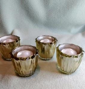 NEW Vintage Pottery Barn Eclectic Mercury Glass Votive Holders Set 4 w/Candles - Picture 1 of 15