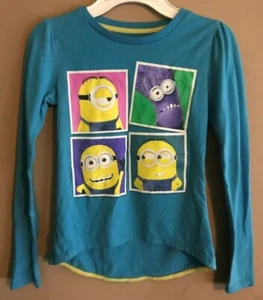 Mädchen Despicable Me Minion Made Gr. M - blaues Langarmshirt Oberteil - Bild 1 von 3
