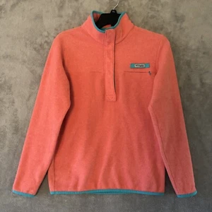 Columbia Harborside Fleece Sweater Orange Peach Pullover Small Snap Placket - Bild 1 von 10