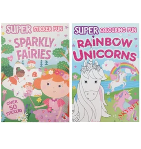 A4 Girls Children's Colouring Book SPARKLY FAIRIES RAINBOW UNICORNS - Picture 1 of 12