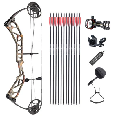 TOPOINT Compound Bow Set 19-70lbs Adjustable 320FPS Archery Hunting Target Shoot - Image 1 of 4