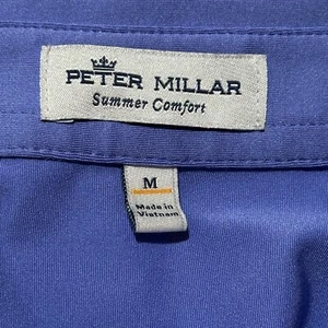Peter Millar Summer Comfort Sun Protection Stretch Blue Polo Shirt Medium R Logo - Picture 1 of 14
