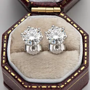Orecchini oro bianco 2 ct confezione regalo creati in laboratorio VVS1/D/ottimo passaggio test diamanti - Foto 1 di 5