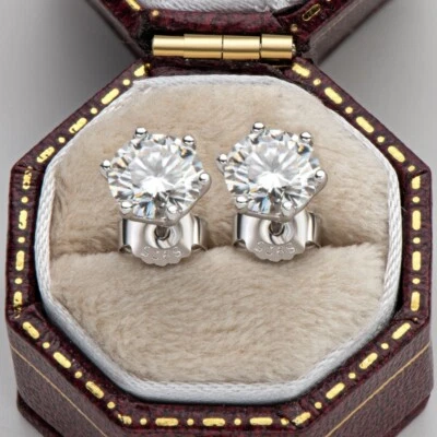 2ct Earrings White Gold Gift Box Lab-Created VVS1/D/Excellent Diamond Test Pass - Image 1 of 4