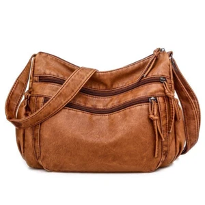 Bolso de hombro de cuero vintage para mujer con varios bolsillos bandolera - Imagen 1 de 10