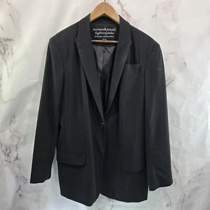 Norma Kamali Blazer Womens XL Black Boyfriend Jacket One Button Jersey Ponte - Picture 1 of 12
